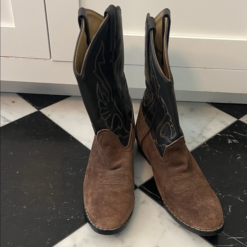 Masterson Brown and Black Leather Western Cowboy Boots Size 5 D - Picture 3 of 9